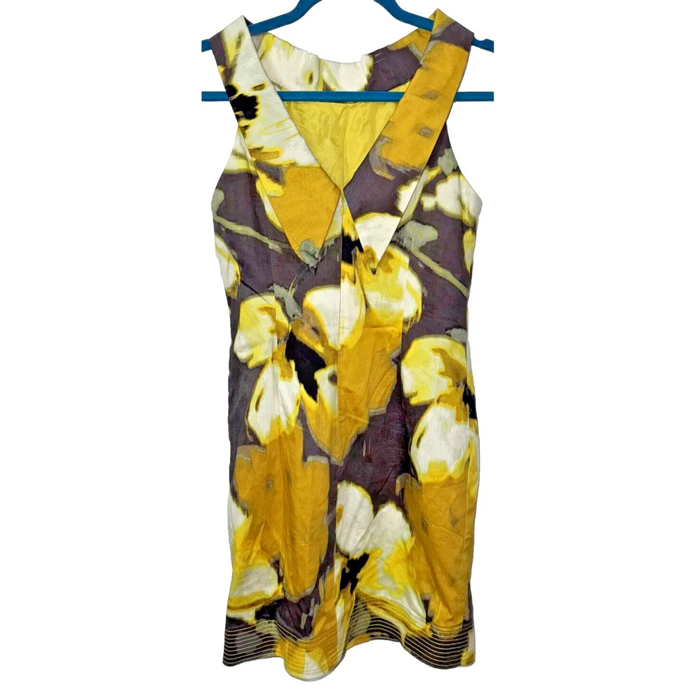 Jessica Howard Dress Sz. 6P US Yellow Multi Floral Cottonโ Pocket V-Back